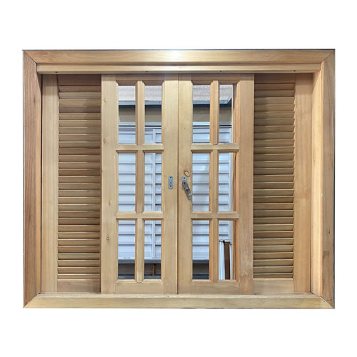Janela Madeira Eucalipto Veneziana Cx-14cm Blackout 6 Folhas