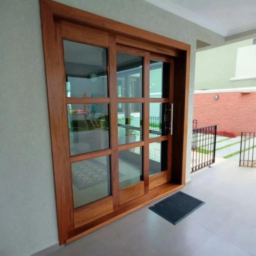 Porta Balcão De Madeira Eucalipto 3Folhas Luxo