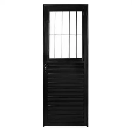 Porta Social De Alumínio Preto C/ Vidro Boreal