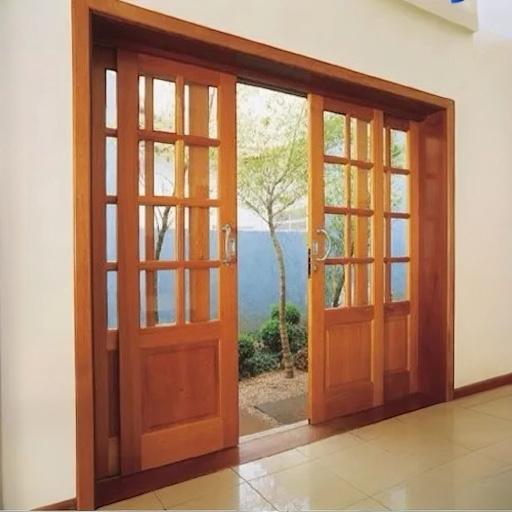 Porta Balcão de Madeira Eucalipto America 4 Folhas