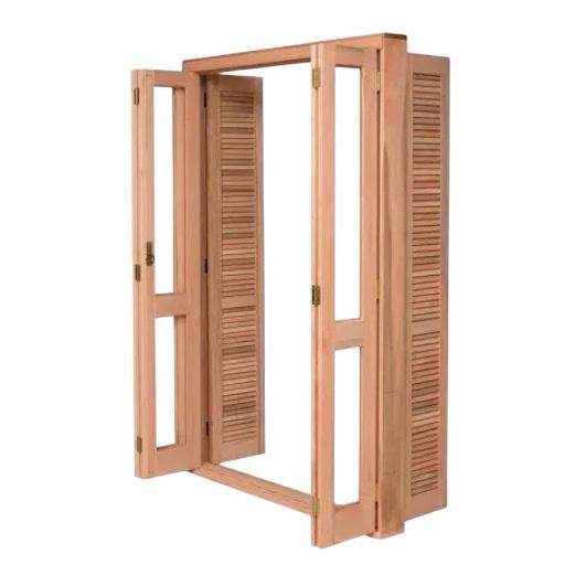 Porta Balcão Madeira Eucalipto Pantográfica Blackout