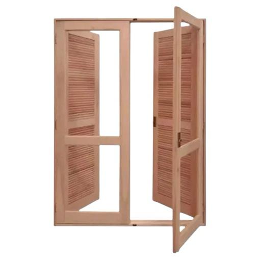 Porta Balcão de Madeira Maciça Modelo Abrir/Abrir Semi-Panoramica