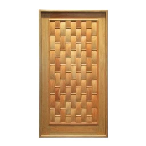 Kit Porta Pivotante Couro/Trançado De Madeira Maciça Eucalipto