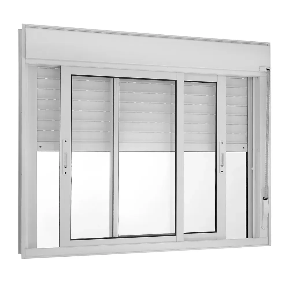 Janela Com Persiana Integrada Alumínio Branco 2 Folhas Móveis Acionamento Manual