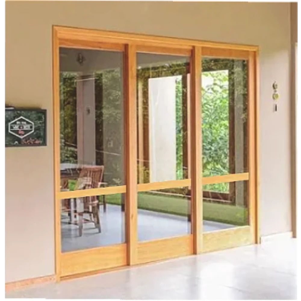 Porta Balcão Madeira de Eucalipto Semi 3 Folhas