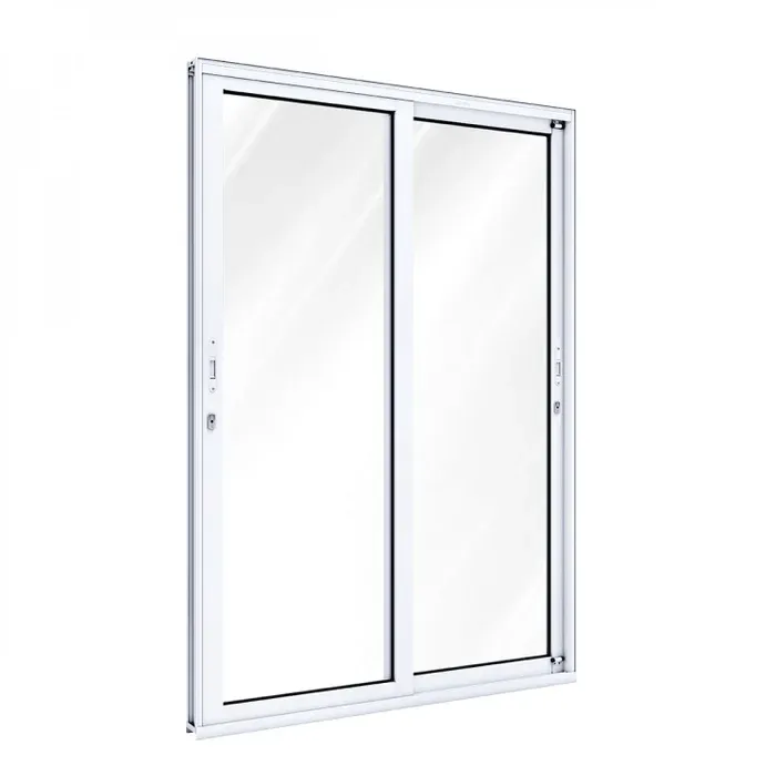 Porta Balcão Alumínio Branco 2 Folhas Móveis C/Fechadura Linha 25