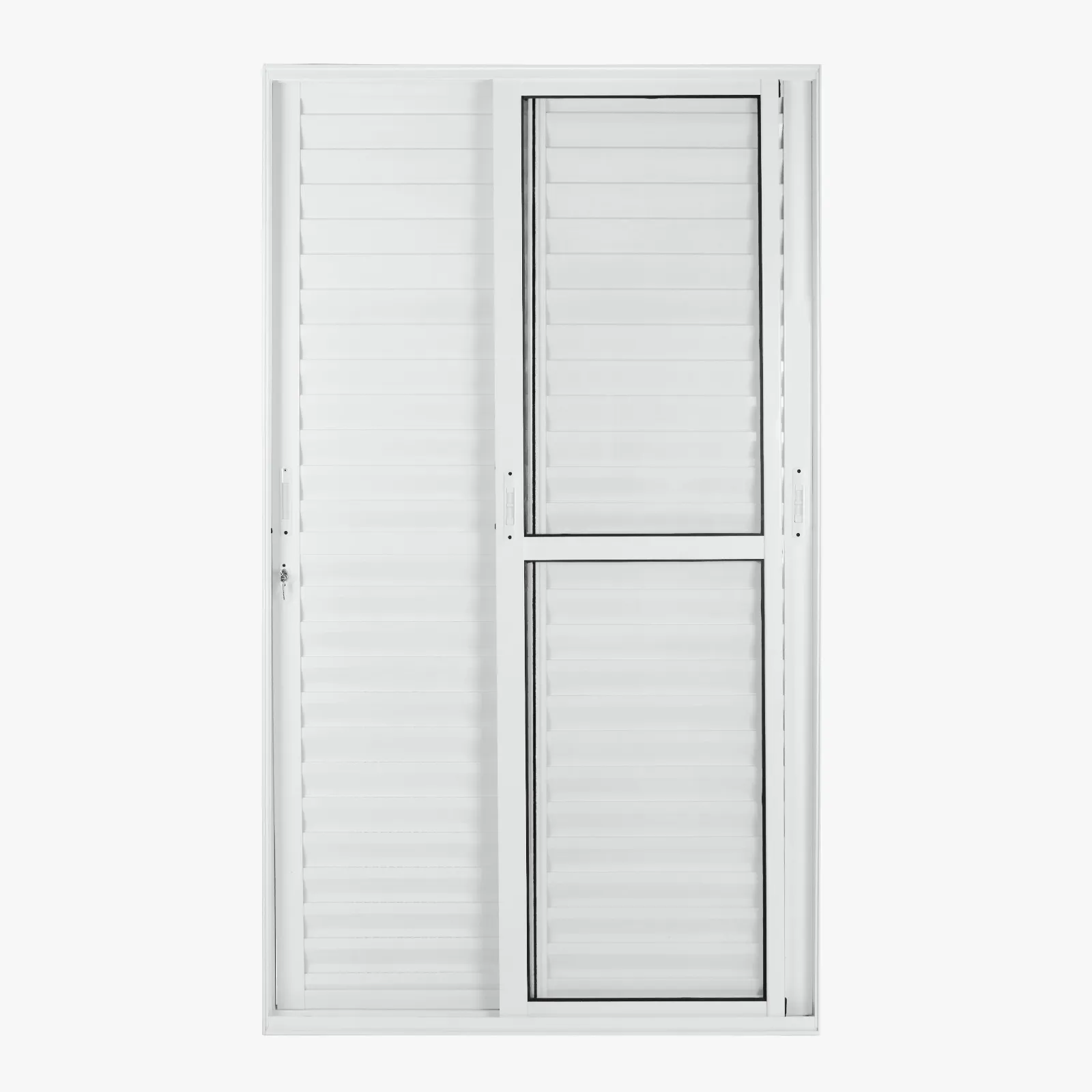 Porta Balcão Alumínio Branco 3 Folhas Móveis C/Fechadura Linha 25