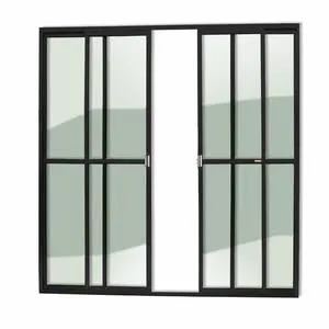 Porta Balcão De Alumínio Preto 4 Folhas Linha 25 C/fechadura