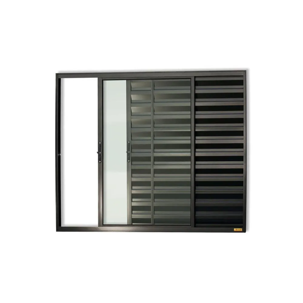 Veneziana 3Folhas De Aluminio Preto Sem Grade L-20 Normatizada