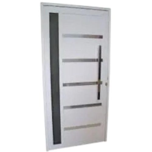 Porta Pivotante De Aluminio Branco com vidro Linha 30 C/Friso e Vidro