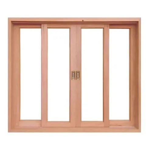 Janela Madeira Eucalipto Vitrô Cx-10cm Panoramico 4 Folhas Correr