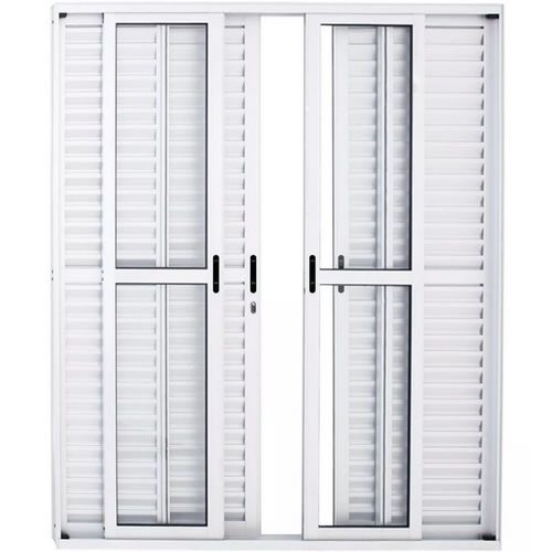 Porta Balcão Alumínio Branco 6 Folhas com Fechadura L25