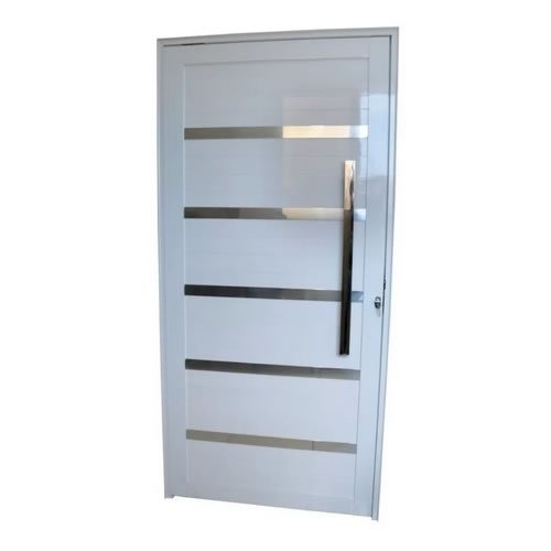 Porta Pivotante De Aluminio Branco Linha 30 C/Friso