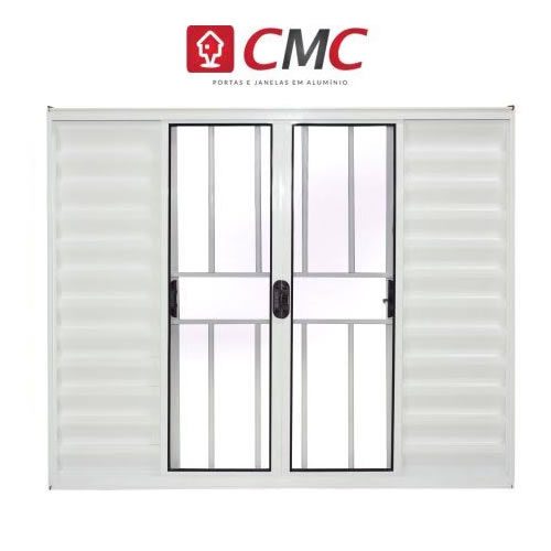 Veneziana De Aluminio Branco Com Grade L-20 Normatizada 6 Folhas