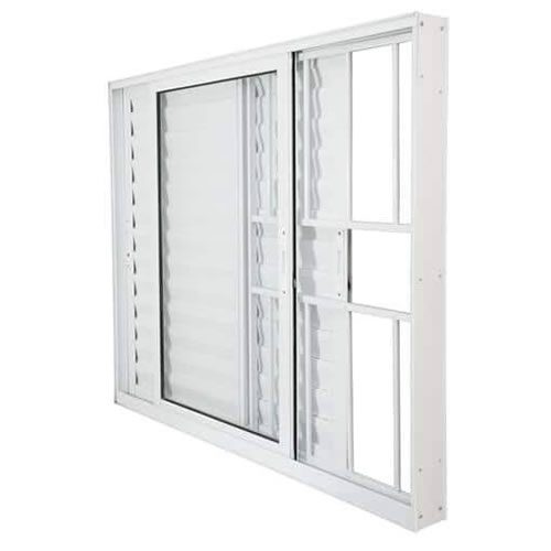 Veneziana De Aluminio Branco Com Grade L-25 Suprema 3 Folhas móveis