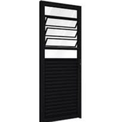 Porta Basculante De Alumínio Preto Vidro Boreal