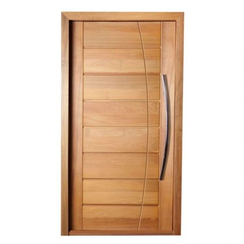 Porta de Madeira Maciça Tauari Frisada com Batente e Puxador
