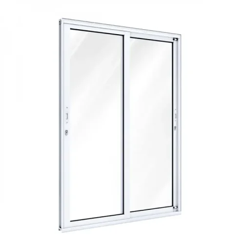 Porta Balcão Alumínio Branco 2 Folhas Móveis C/Fechadura Linha 25