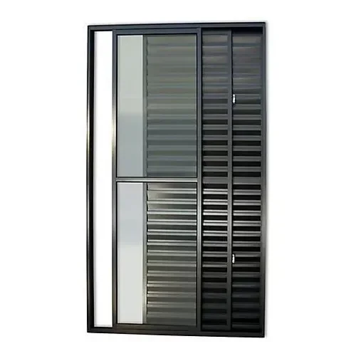 Porta Balcão De Aluminio Preto 3 Folhas Moveis Linha 25 C/fechadura