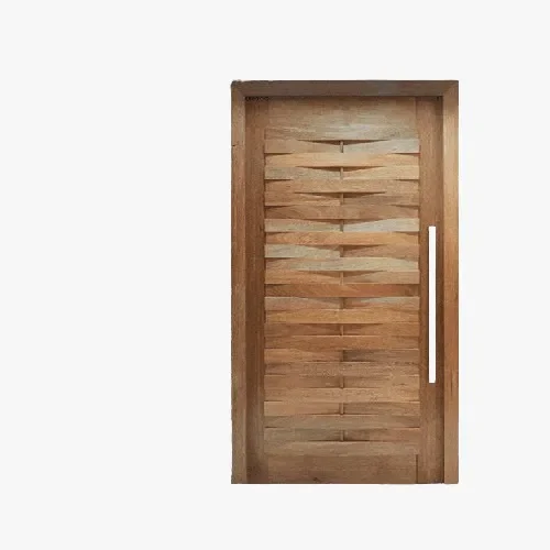 Porta Pivotante De Madeira Maciça Couro Deitado Eucalipto Tratado