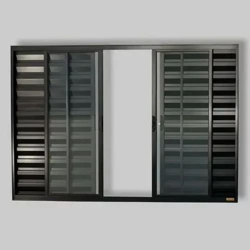 Veneziana 6 Folhas De Aluminio Preto Sem Grade L-20 Normatizada